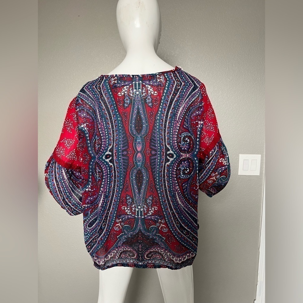 BILA WOMENS XXL PEASANT BOHO BLOUSE MULTI
COLOR SHEAR TOP - Picture 2 of 8